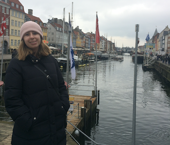 girl in front of docks