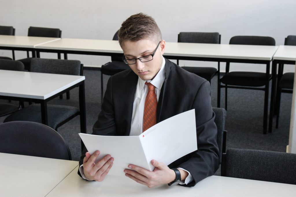 boy with portfolio