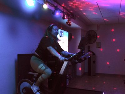 girl on spin bike