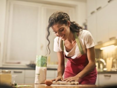 Student baking in the kitchen