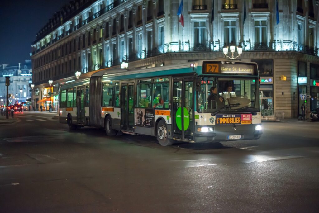 Photo of the Night Bus in Paris which runs only after dark